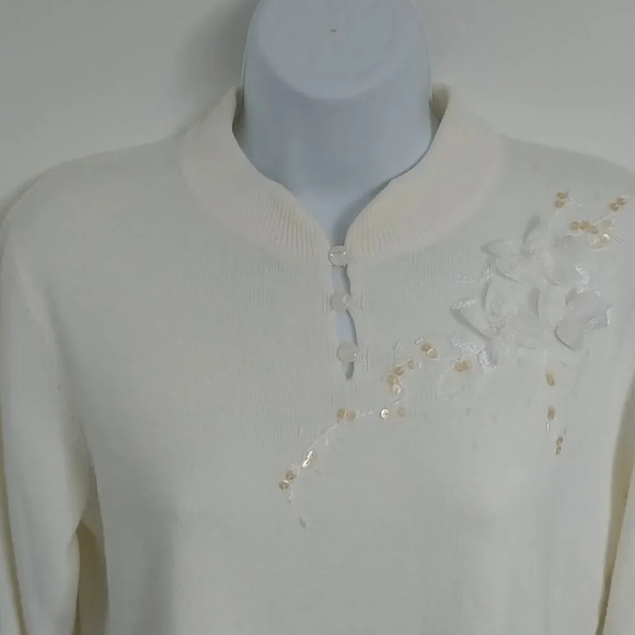 Retro Tradition Cream Knit Sweater, S - Picture 2 of 7